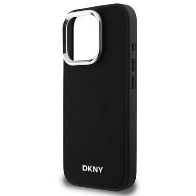 6. DKNY Plain Silver Logo MagSafe iPhone 16 Pro Case - Black