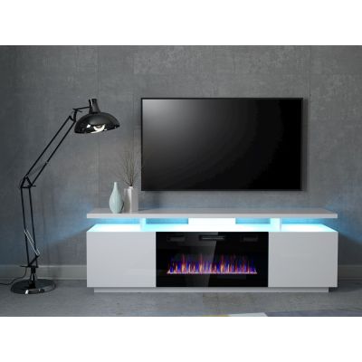 4. EVA TV cabinet with electric fireplace 180x40x52 white/white gloss