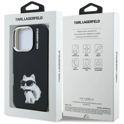 8. Karl Lagerfeld IML Aquarelle Choupette & Logo Case for iPhone 16 Pro Max - Black