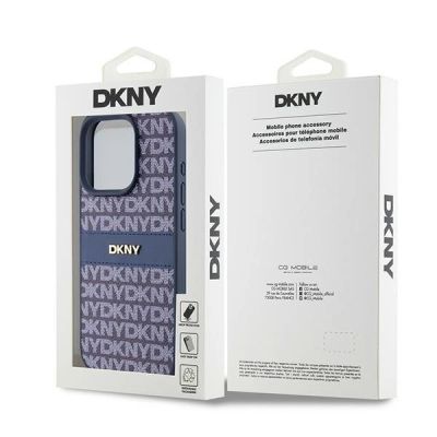 8. DKNY Leather Mono Stripe & Metal Logo case for iPhone 15 Pro - blue