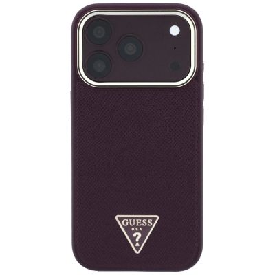 3. Guess Grained Triangle Logo MagSafe case for iPhone 18 Pro / 17 Pro - burgundy
