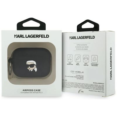 4. Karl Lagerfeld Silicone Karl Head 3D Case for AirPods Pro 3 - Black