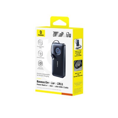 6. Baseus EnerCore CR11 20000mAh 67W Power Bank with Retractable USB-C Cable - Black