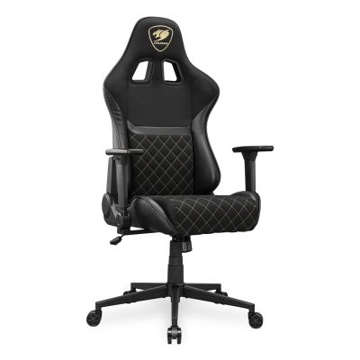 7. COUGAR CGR-A2F-GLB Universal Gaming Chair with Padded Upholstered Seat, Black, Gold