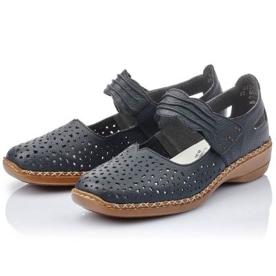 21. Rieker W RKR139 navy blue leather shoes