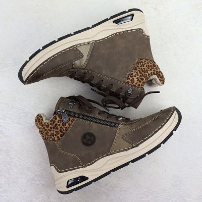 4. Women's brown leopard print ankle boots Rieker 44565-25