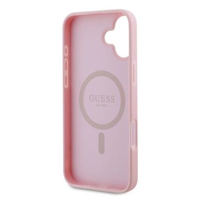 7. Guess Grained Gold Ring MagSafe iPhone 16 Plus Case - Pink