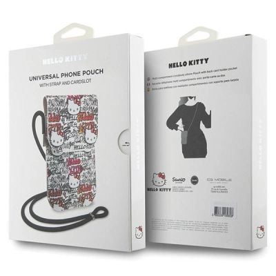 6. Hello Kitty Leather Tags Graffiti Cord bag - beige