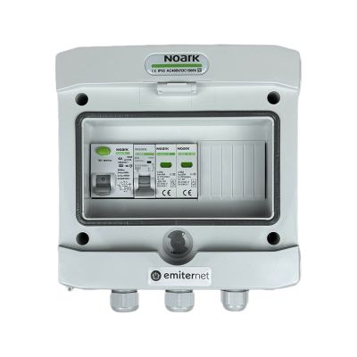 Hermetic IP65 EMITER AC connection switchboard with AC surge arrester Noark type 2, 16A 1-F, RCD type A 40A/300mA