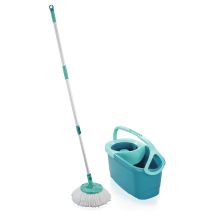 Leifheit 55413 mop Aluminum, Polyamide, Polyethylene Sulfone (PES), Polypropylene (PP), Stainless Steel, Thermoplastic Elastomer Gray, Turquoise