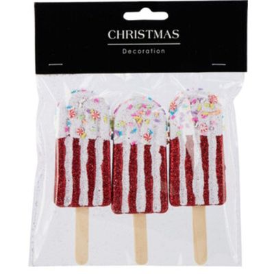 8. ICE CREAM HANGING DECORATION BALL 3 PCS RED