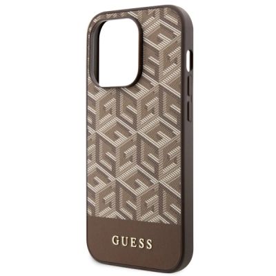 6. Guess GUHMP14LHGCFSEW iPhone 14 Pro 6.1" brown/brown hard case GCube Stripes MagSafe