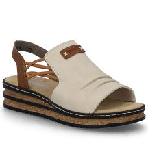 Comfortable women's beige wedge sandals Rieker 62962-60