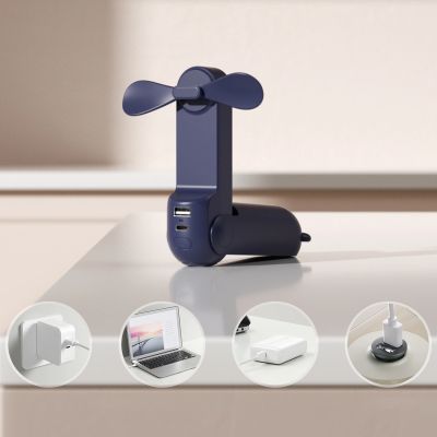 2. Jisulife Handheld Fan Life8 Mini Portable USB Fan with Power Bank Function 2000mAh and Flashlight - Blue