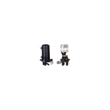 Vertical fiber optic joint for 48 splices COMPLETE (fully equipped with splice trays, splice protectors, mounting elements, heat shrink sleeves) ALANTEC