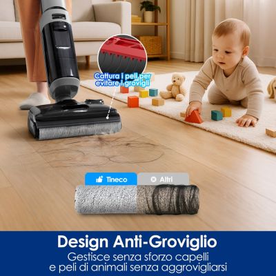 4. Tineco FloorOne i5 Stretch PLUS Upright Vacuum Cleaner Battery Wet and Dry Bagless Gray 2.5 Ah