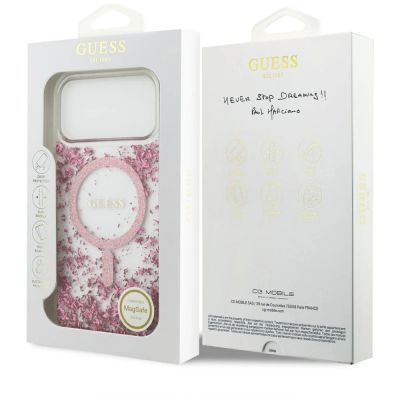 8. Guess Resin Bottom Glitter MagSafe Case for iPhone 17 Pro Max - Pink