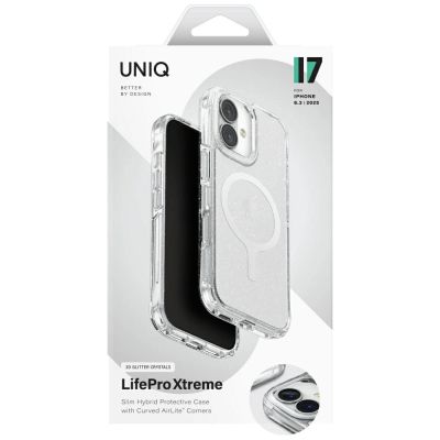 6. Uniq LifePro Xtreme Magclick Charging Case for iPhone 17 - Transparent-Glitter