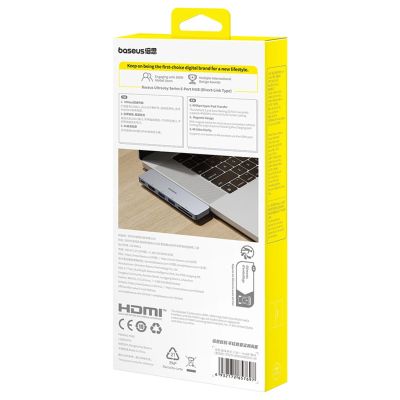 12. Baseus UltraJoy Series 6-in-1 USB-C 40 Gb/s USB 3.0 HDMI 4K USB Hub with SD and microSD Reader - Gray