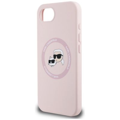 6. Karl Lagerfeld Silicone Karl&Choupette Heads MagSafe iPhone 16e Case - Pink