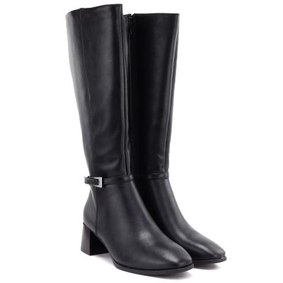 8. Black Sergio Leone KZ-31-S women's leather high-heeled boots