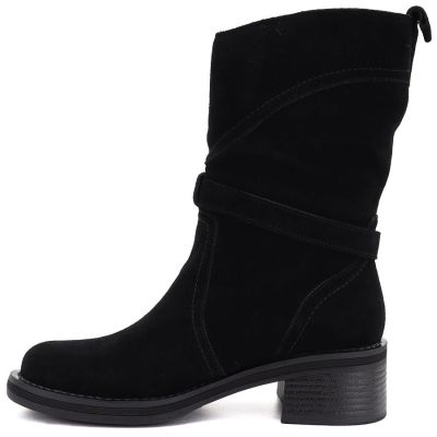 7. Women's leather ankle boots high on a block, black Big Star UU274608