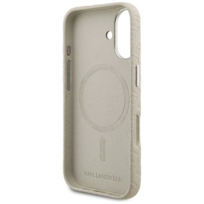 7. Karl Lagerfeld FW Stamped Karl MagSafe iPhone 16 Case - Beige