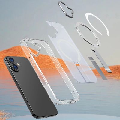 7. Hybrid Armor X Case for iPhone 17 with Stand, Compatible with MagSafe - Transparent