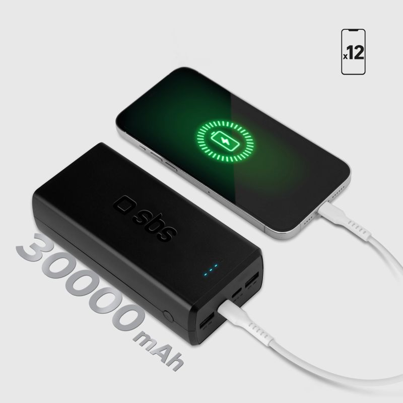 7. Powerbank SBS TTBB30000PD20K 30000 mAh 2 x USB-C 2 x USB-A - black