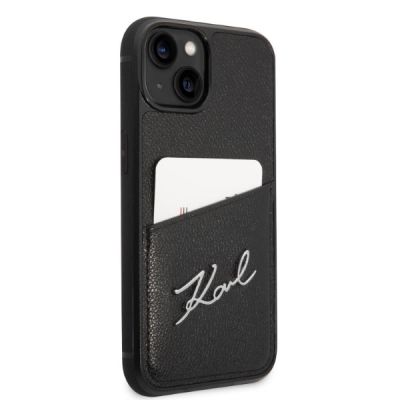 4. Karl Lagerfeld Signature Logo Cardslot Case for iPhone 13 / 14 / 15 - Black