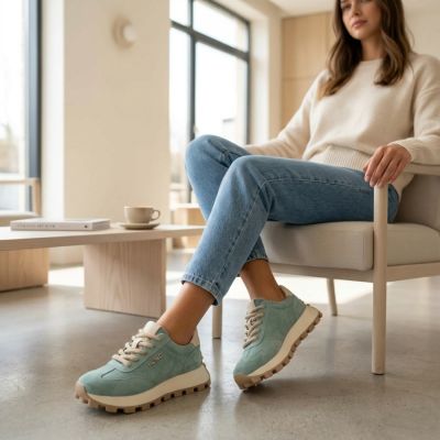 10. Leather platform sneakers in green Filippo DP7498