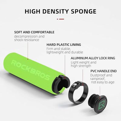 4. Rockbros BT1001GNBK sponge bicycle handlebar grips - green and black