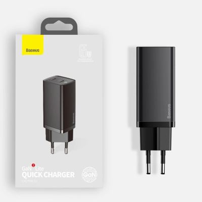 14. Baseus GaN2 Lite fast charger 65W USB / USB Type C Quick Charge 3.0 Power Delivery (gallium nitride) black (CCGAN2L-B01)
