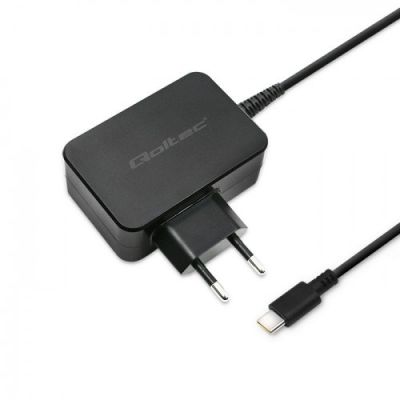 QOLTEC WALL CHARGER 65W | 5-20V | 3-3.25A | USB TYPE C | PD | BLACK