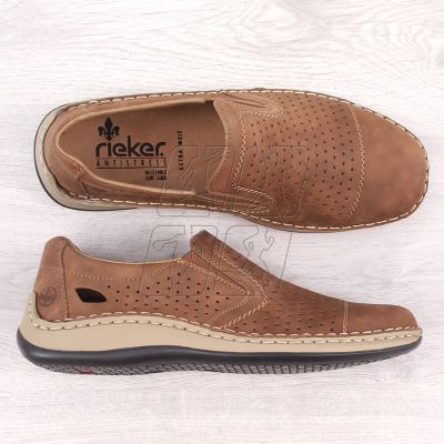 12. Leather openwork shoes Rieker M RKR198A brown