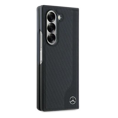 5. Mercedes Leather Wood Imitation MagSafe Case for Samsung Galaxy Z Fold 6 - Black