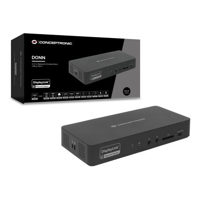 5. Conceptronic 17-1 USB-C->HDMI DP 4K/60Hz GbE USB-C Docking Station bk
