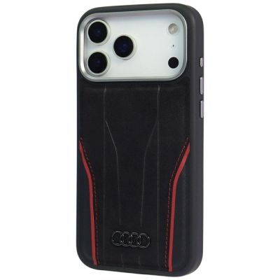 3. Audi R8 Genuine Leather MagSafe Case for iPhone 17 Pro - Black and Red