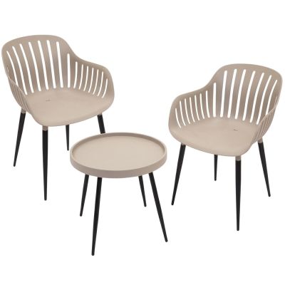 BALCONY FURNITURE SET TABLE AND 2 CHAIRS BEIGE