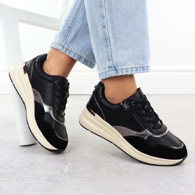 5. Women's black leather metallic shoes Filippo DP7105/25