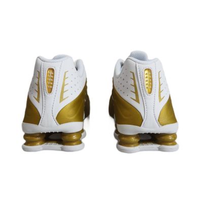 4. Nike Shox R4 Metallic Gold White (GS) Sports Shoes - CW2626-700