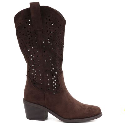 2. Women's openwork cowboy boots chocolate S.Barski HY62-8126