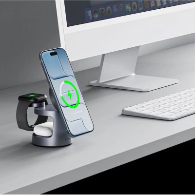 9. Tech-Protect QI2.2-25W-A48 3in1 Magnetic Wireless Charger - Navy Blue