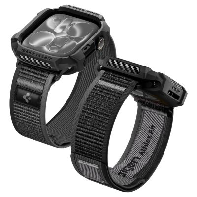 4. Spigen Rugged Armor case + Spigen Athlex Air band set for Apple Watch (46 mm) - black-grey