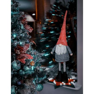 7. DECORATIVE GNOME ON TELESCOPIC LEGS 64-79CM GRAY