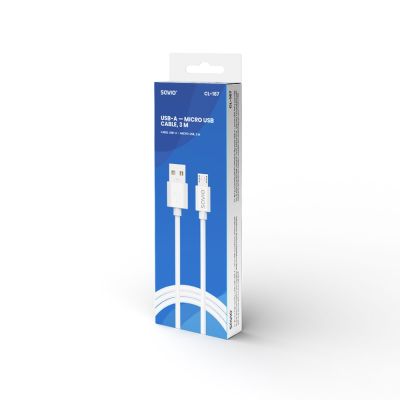 3. SAVIO USB-A – MICRO USB CABLE, 3 M, WHITE, CL-167