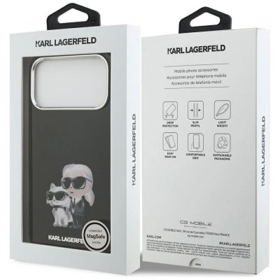 8. Karl Lagerfeld IML Aquarelle Karl & Choupette & Logo MagSafe Case for iPhone 17 Pro - Black