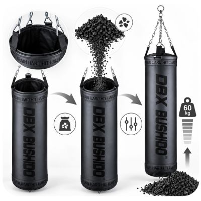 14. PREMIUM Punching Bag + Hoop SBRX Black Empty - 150cm | DBX Bushido