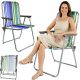 5. REDCLIFFS FOLDING CHAIR WITH ARMRESTS, BLUE STRIPES