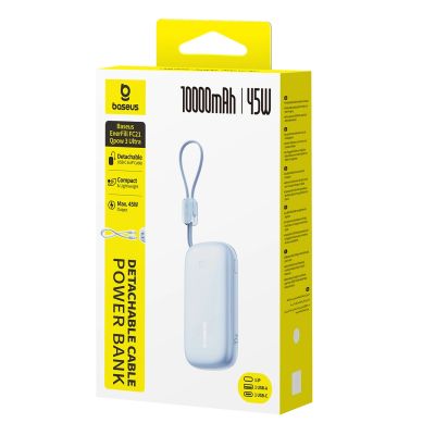 4. Baseus EnerFill FC21 Qpow 3 Ultra 10000mAh 45W Power Bank with Detachable USB-C/ Lightning Cable - Blue